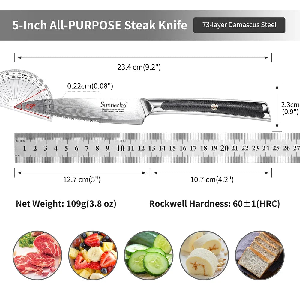 Sunnecko Damascus Steel Chef's Knife Set – VG-10 Japanese Knives