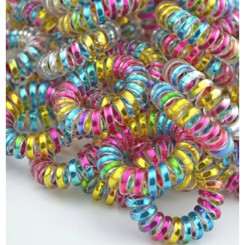 10-Pack Telephone Wire Elastic Hair Bands & Scrunchies 3.5cm