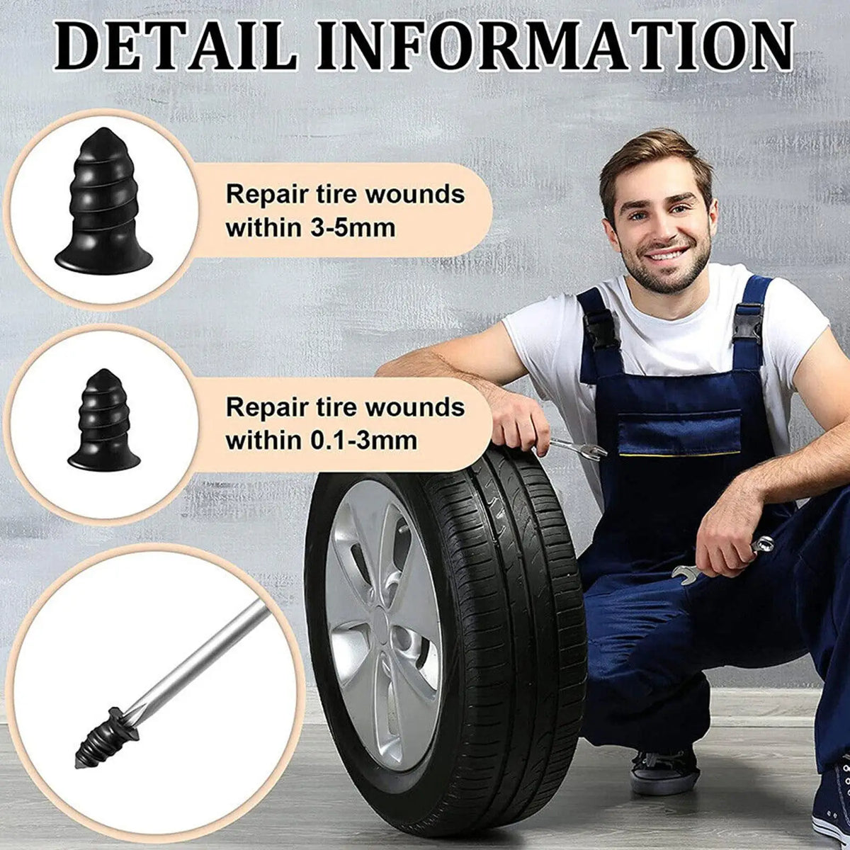 Motorcycle Bicycle Car Tubeless Tire Repair Rubber Screws Emergency