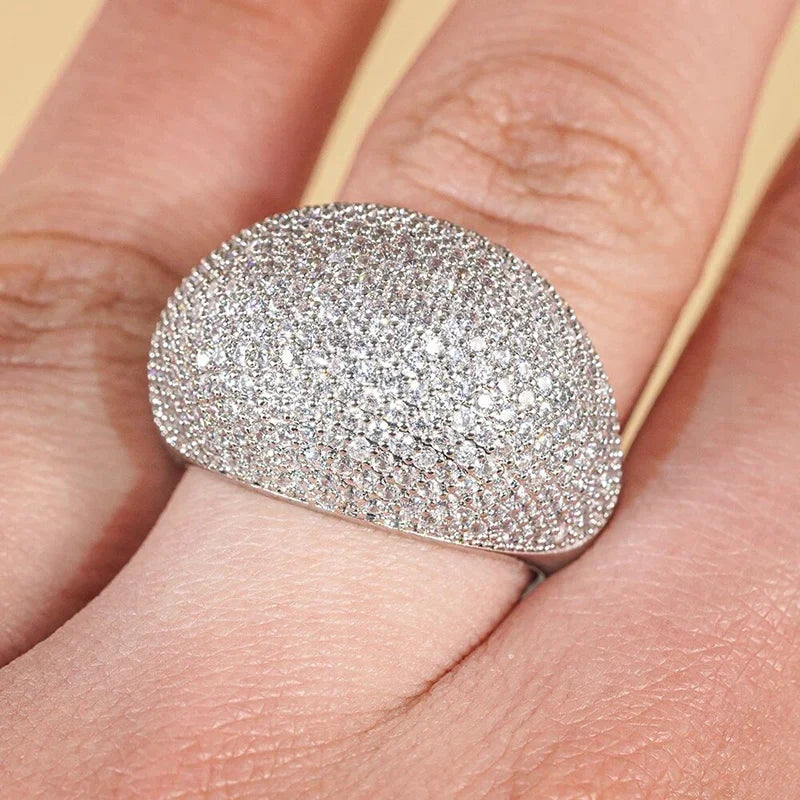 Huitan Cubic Zirconia Pave Wedding Ring for Women | CZ Band