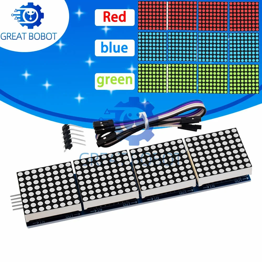 MAX7219 4-in-1 Dot Matrix Module for Arduino – 5P Cable