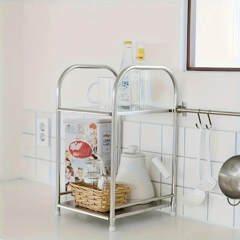 Modern Stainless Steel Side Table & Nightstand Shelving Unit