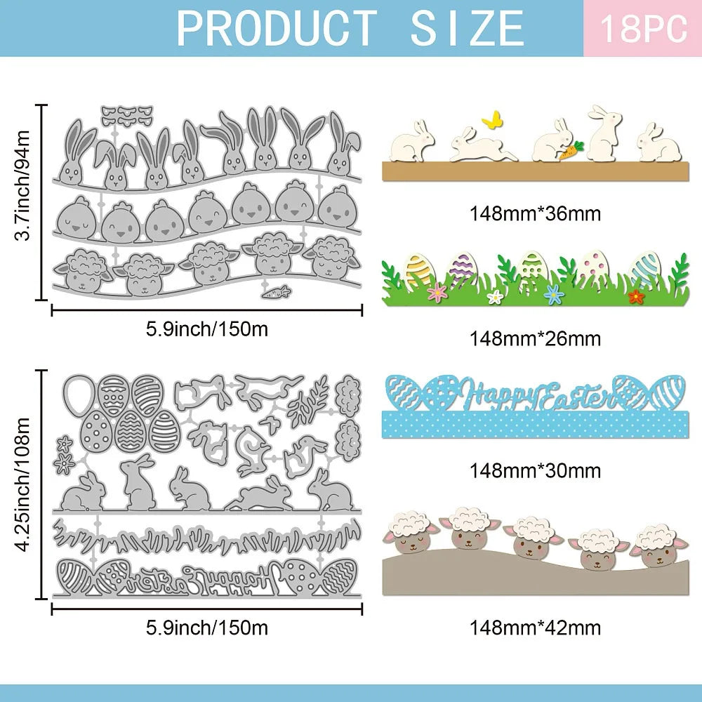 Easter Egg Chick Rabbit Carbon Steel Cutting Dies – 2pc Set