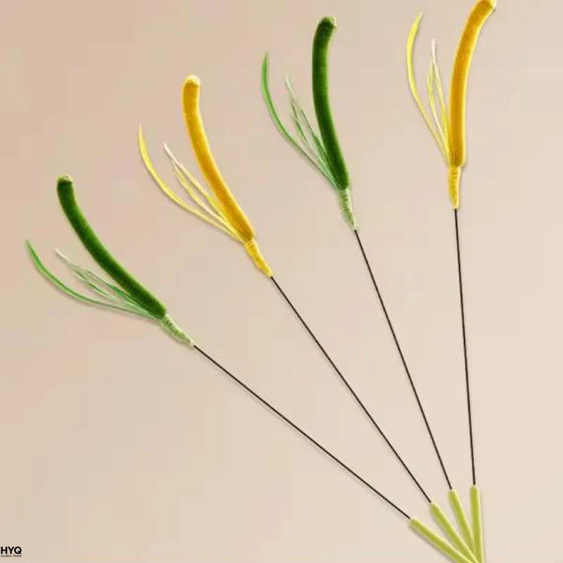 Juguetes Para Gatos Varilla Flexible Plumas Y Hierba Mascotas
