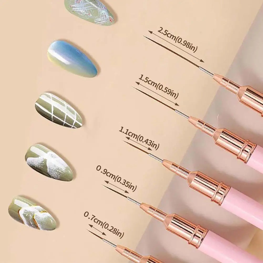 5-Piece Nail Art Liner Brush Set – UV Gel & Detail Painting