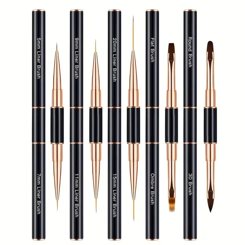 5-Piece Double-Ended Nail Art Brush Set | Liner & Detail Pens