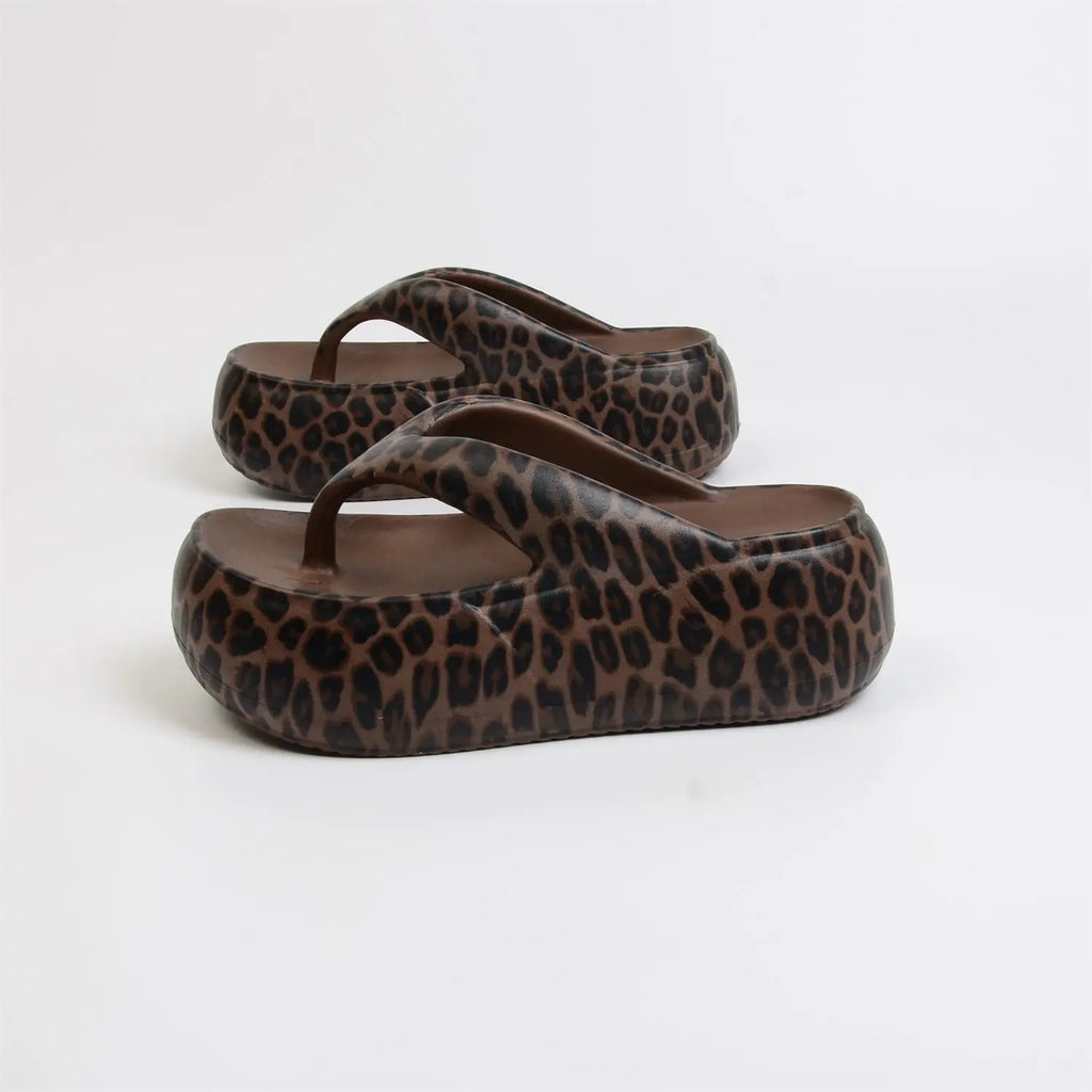 Women's Leopard Platform Slides – Chunky Sole Slippers | Lorilury