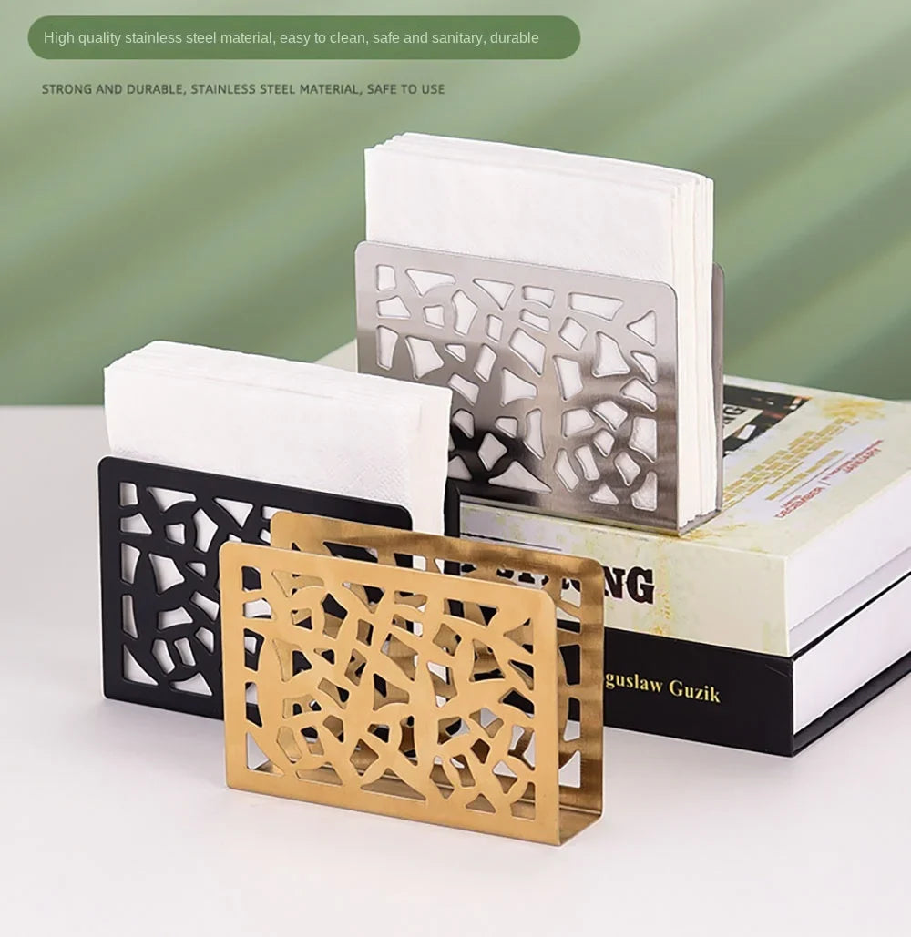 Delicate Stainless Steel Napkin Holder Silver Gold Black 12 8 5