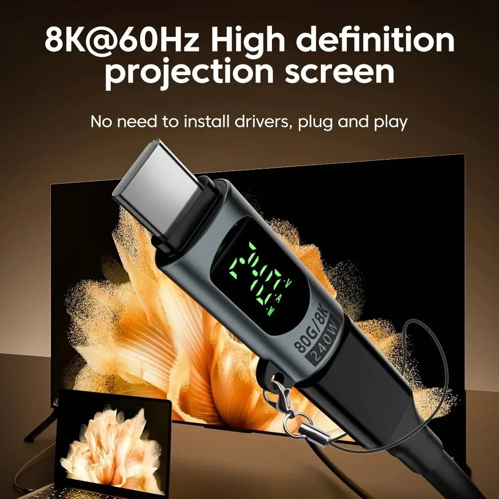 240W USB4 Type-C Adapter | 80Gbps, 8K, OTG, LED Display