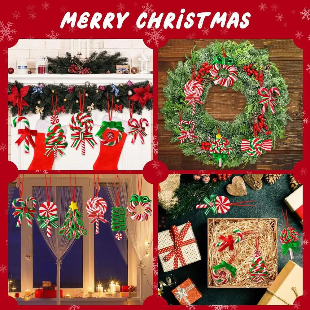 Christmas Wood Candy Cane Lollipop Ornaments – 16 or 32 Pcs