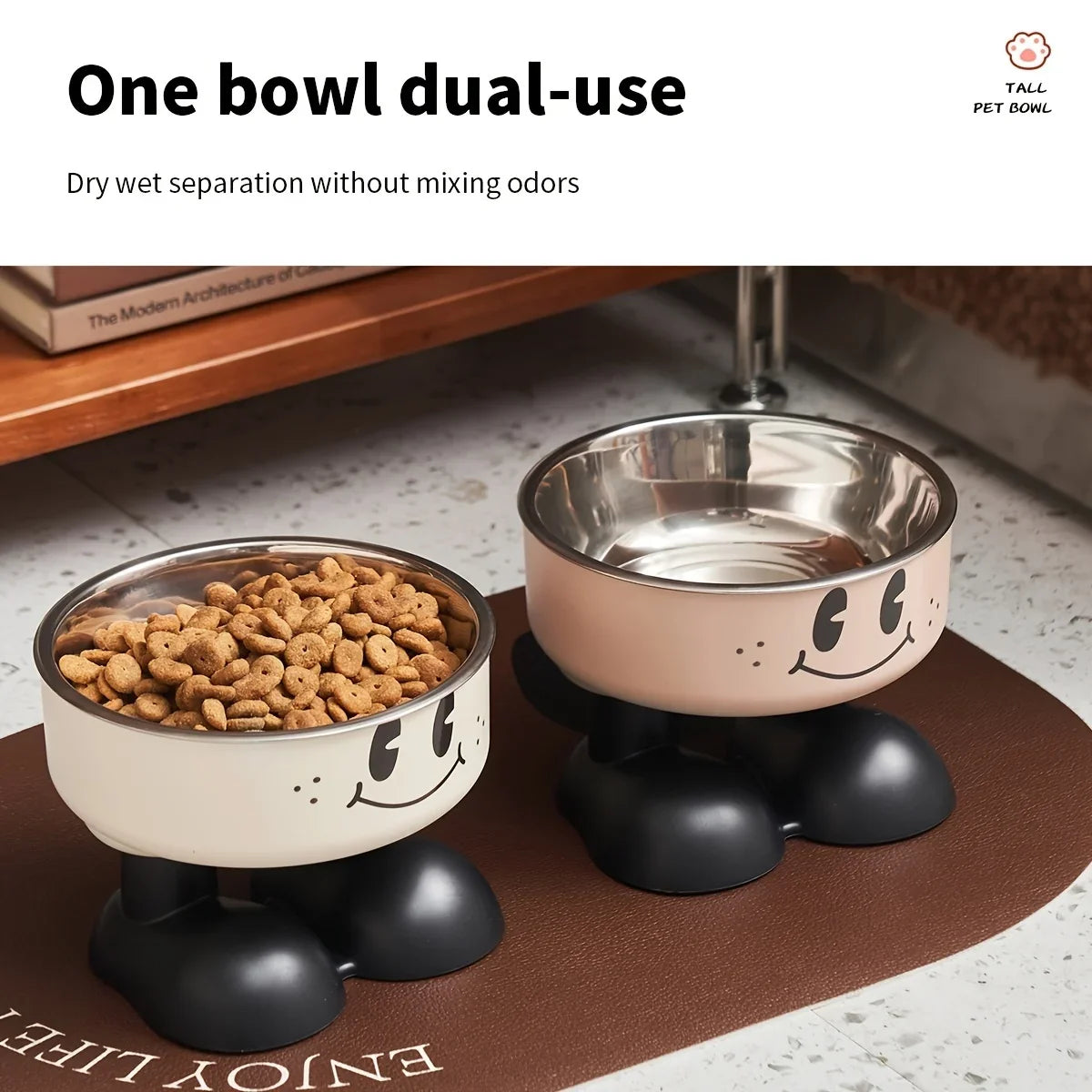Elevated Stainless Steel Pet Bowl – Anti-Tip Cat & Dog Feeder