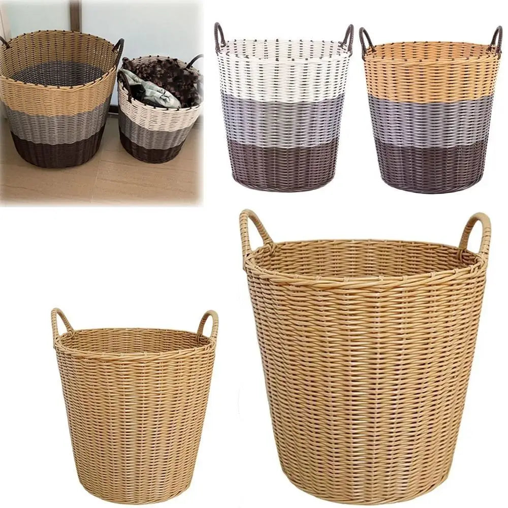 Foldable Rattan-Style Laundry Basket | Wicker Storage Basket