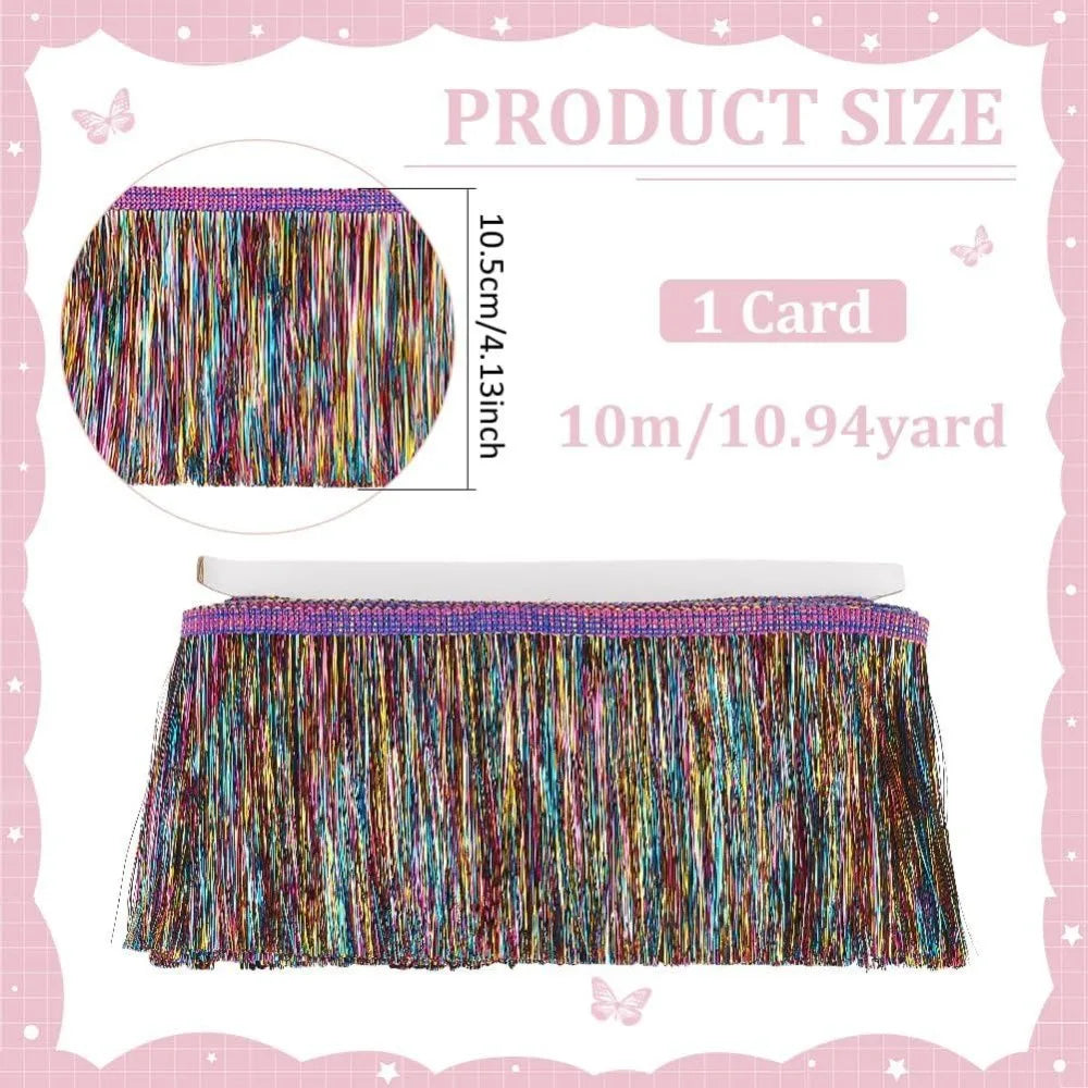 10.9 Yards Metallic Fringe Tassel Trim – 4-1/8" DIY Ribbon