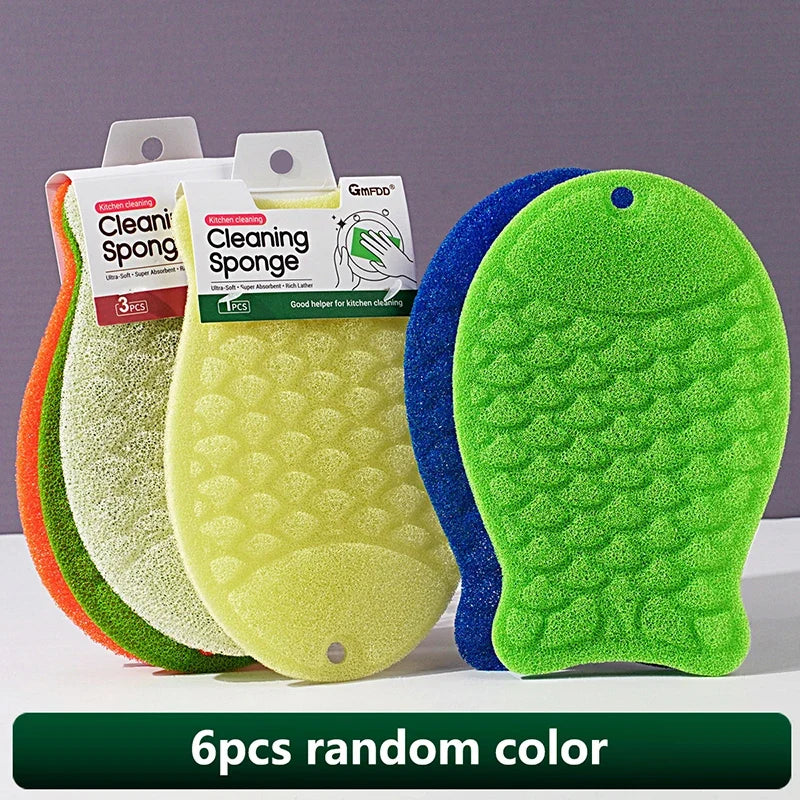 Colorful Fish Pattern Kitchen Dishcloths Non-stick Bubble Dish Towels