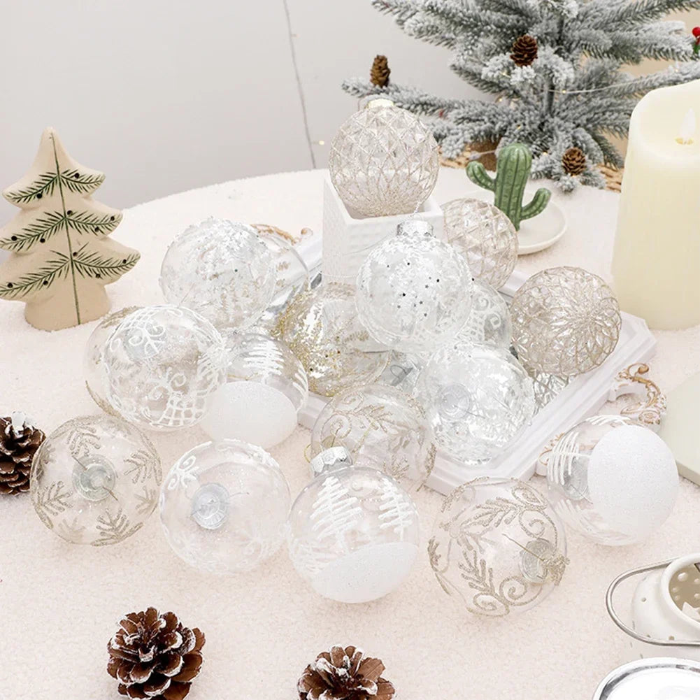 9-Piece Transparent PET Christmas Ball Ornaments Set – 8cm
