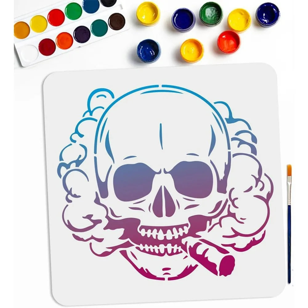Large Skull Stencil 11.8" – Halloween Skeleton Drawing Template