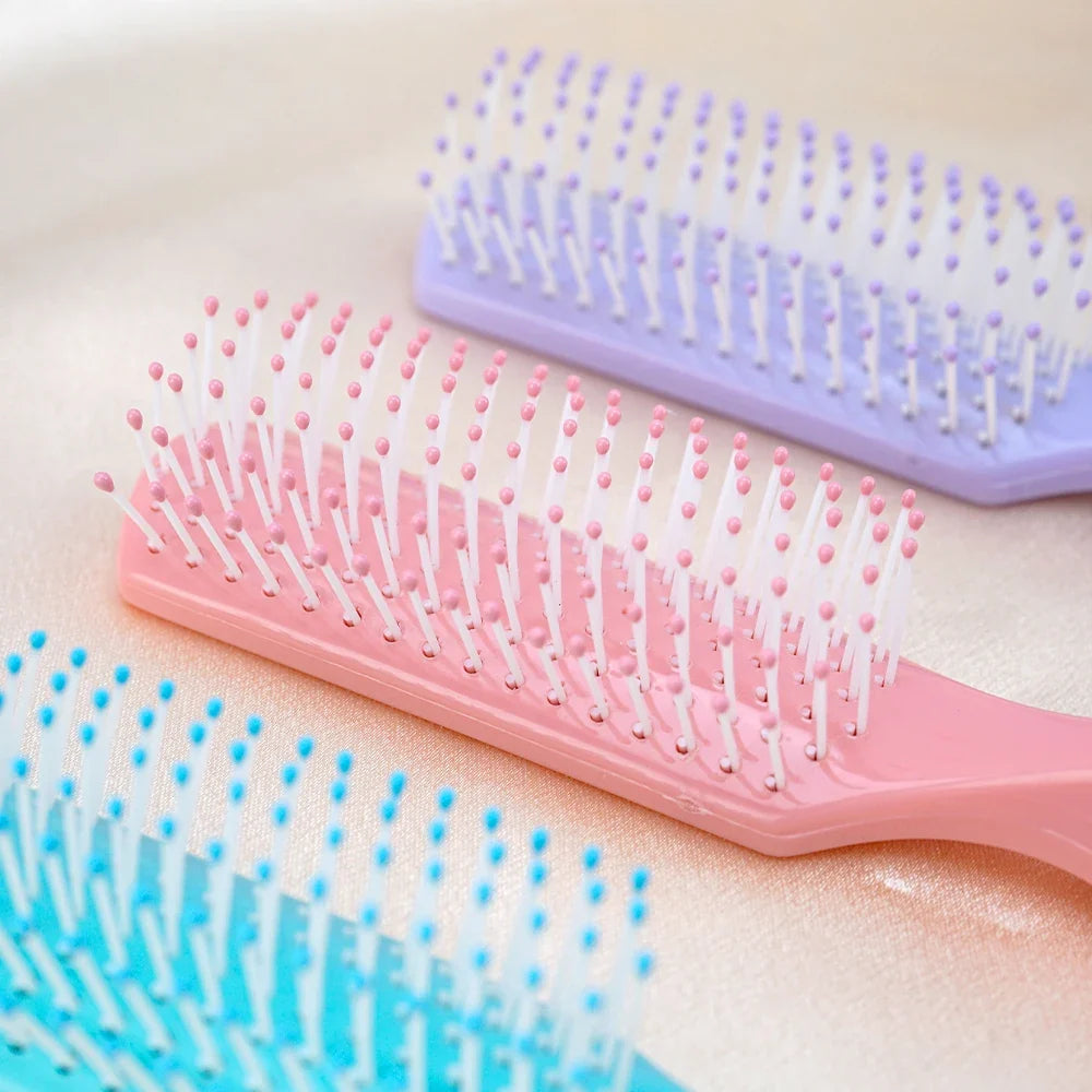 Pastel Detangling Hair Brush – Soft Nylon Bristles, 3 Colors