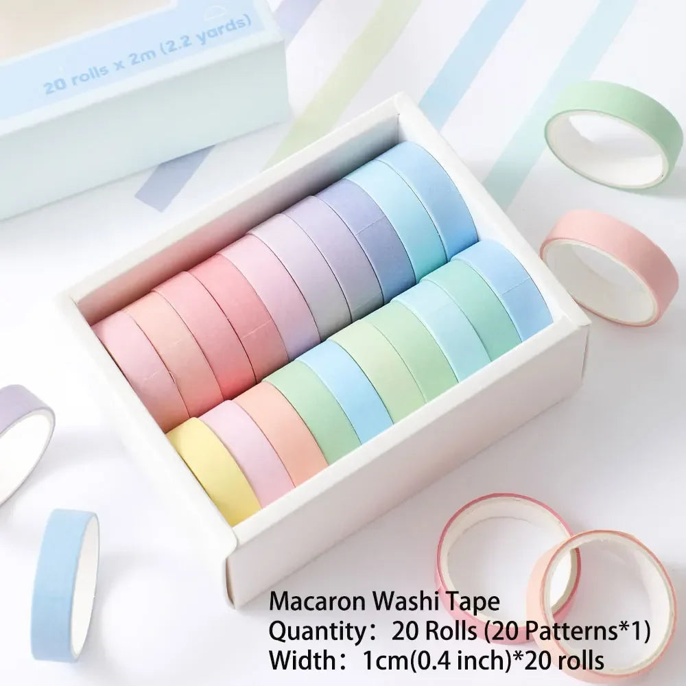 20-Roll Washi Tape Set – Thin DIY Masking Tape for Crafts