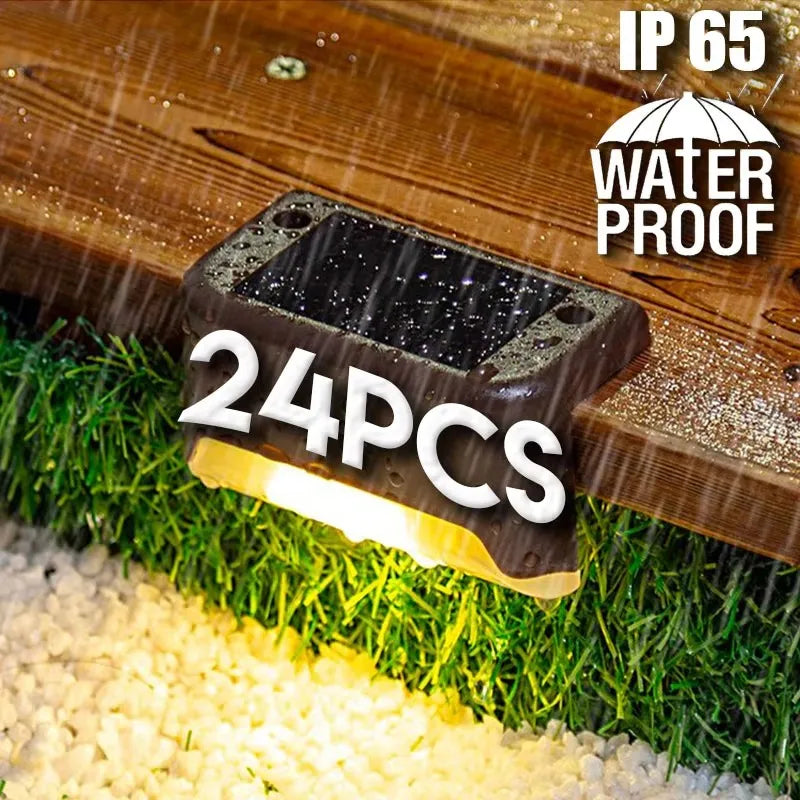 Solar Deck Lights Outdoor IP66 Waterproof LED Step & Stair Lamps