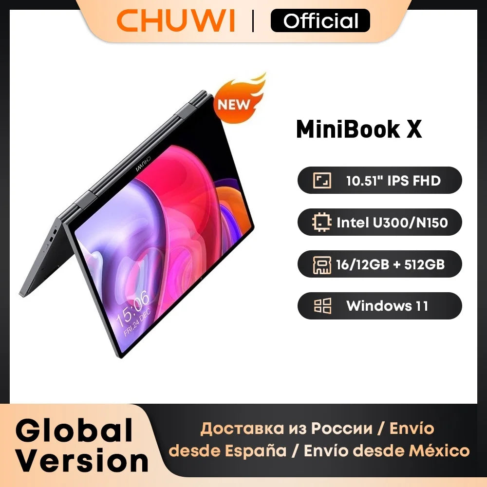 CHUWI MiniBook X 2-in-1 Laptop Tablet 10.51" Intel 512GB Win11