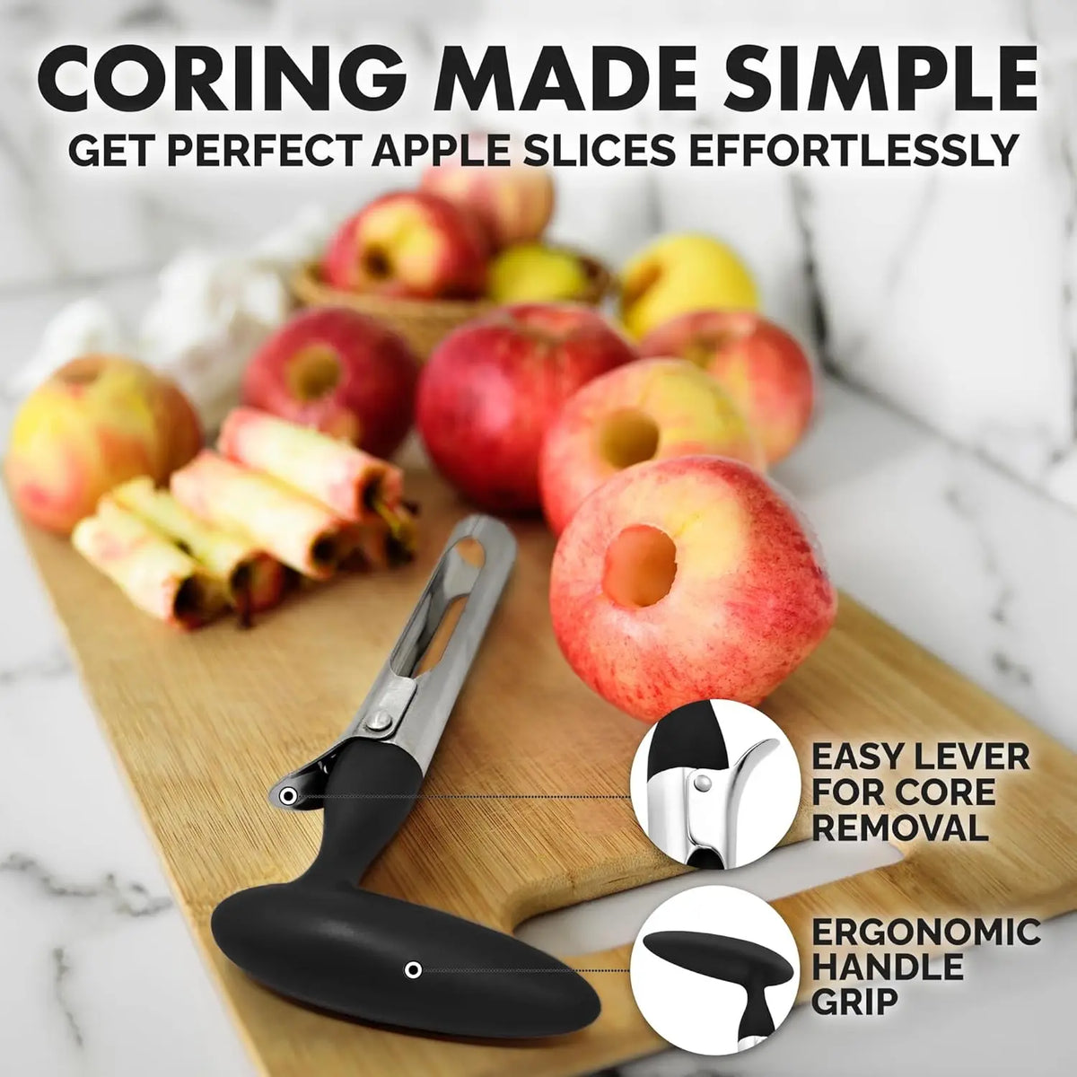 Stainless Steel Apple Corer – Sharp Fruit & Veggie Core Remover
