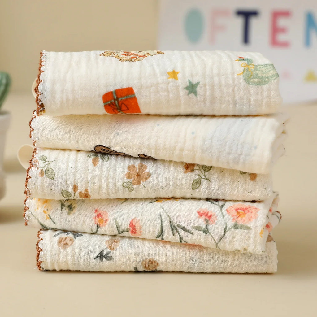 Baby Muslin Washcloths – Soft Cotton Square Facecloths & Bibs