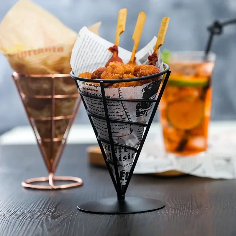 Fries Stand Fried Chicken Display Rack Stainless Appetizers Cone