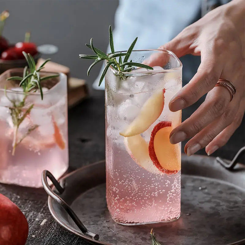 KEMORELA Square Borosilicate Glass – Large Capacity Drink Cup