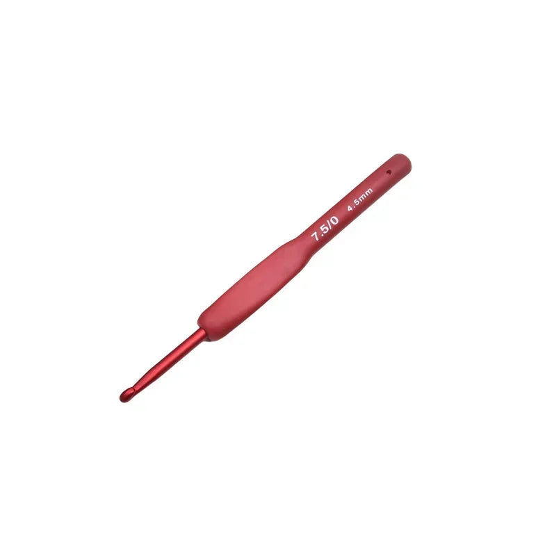 Aluminum Tulip Red Crochet Hook Frosted Handle TPR Silicone Sweater