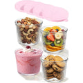 KEMORELA Glass Bowls with Lids – Stackable Striped Set