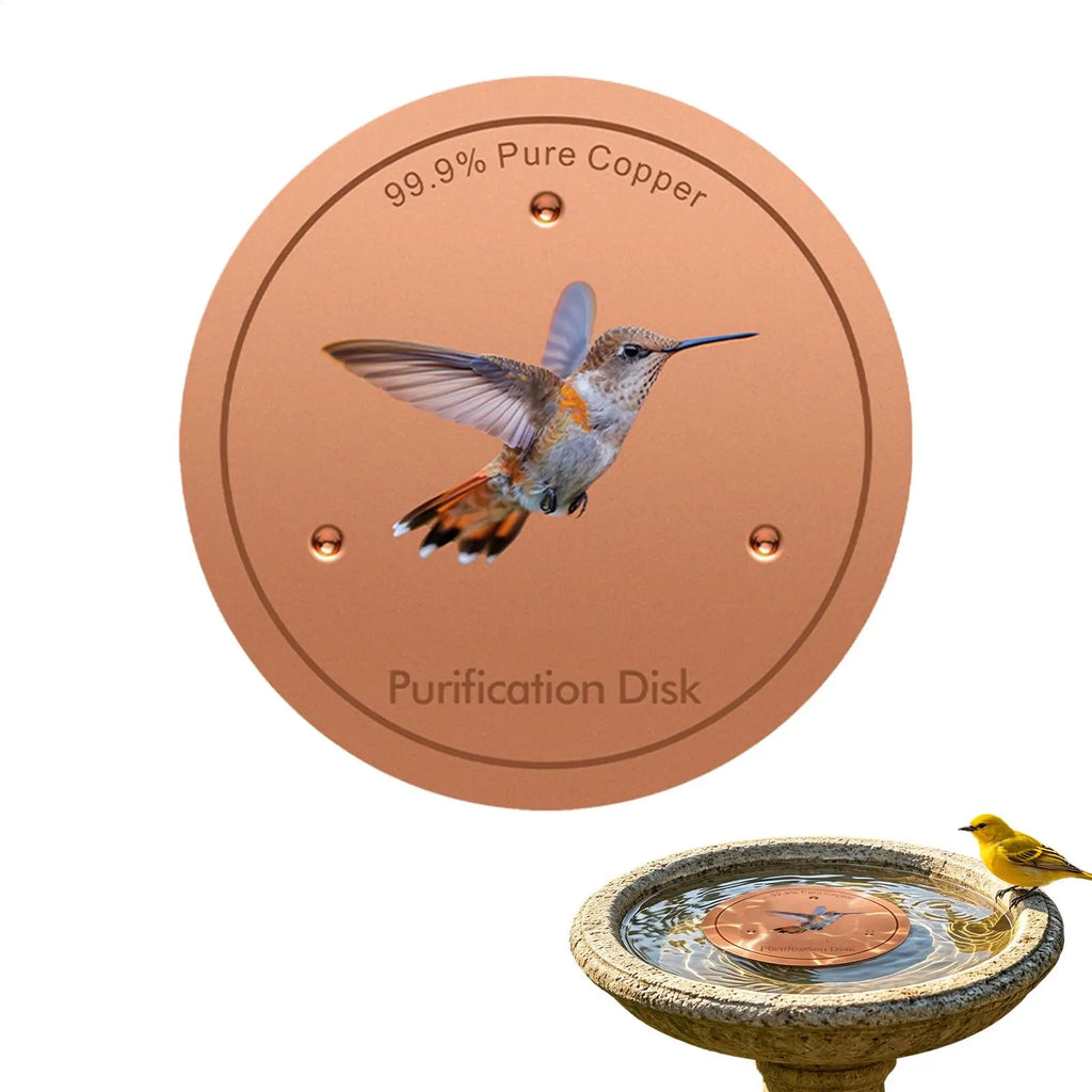 Copper Metal Bird Bath Purifier Disc | Triple-Point Support