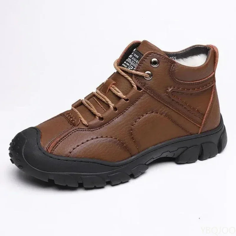 Men's Winter Velvet Lined Ankle Snow Boots – Lace-Up