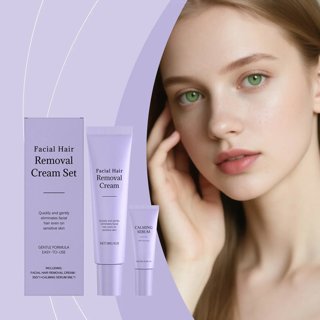 Facial Hair Removal Cream & Calming Serum Kit | Smooth Skin