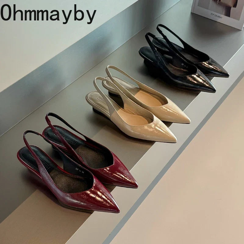 Women's Low Wedge Slip-On Sandals – Elegant Office Mules