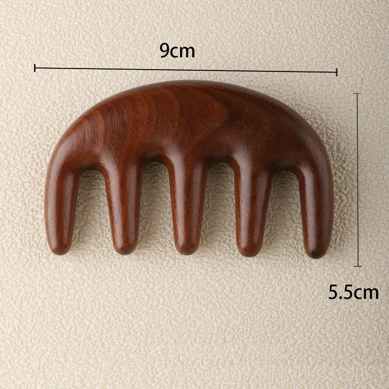 Sandalwood Scalp Massager Wide Tooth Comb & Guasha Tool