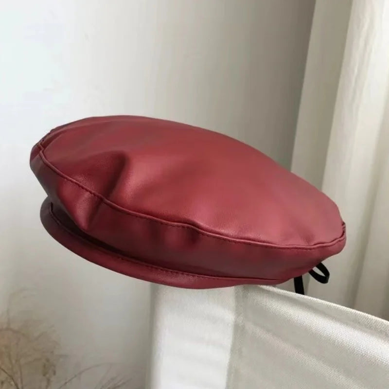 Women's French Beret Hat – Faux Leather Artist Cap