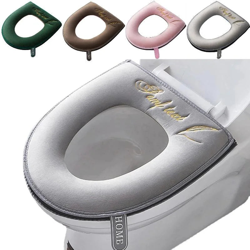 Universal Velvet Toilet Seat Cover – Washable, Zippered & Waterproof