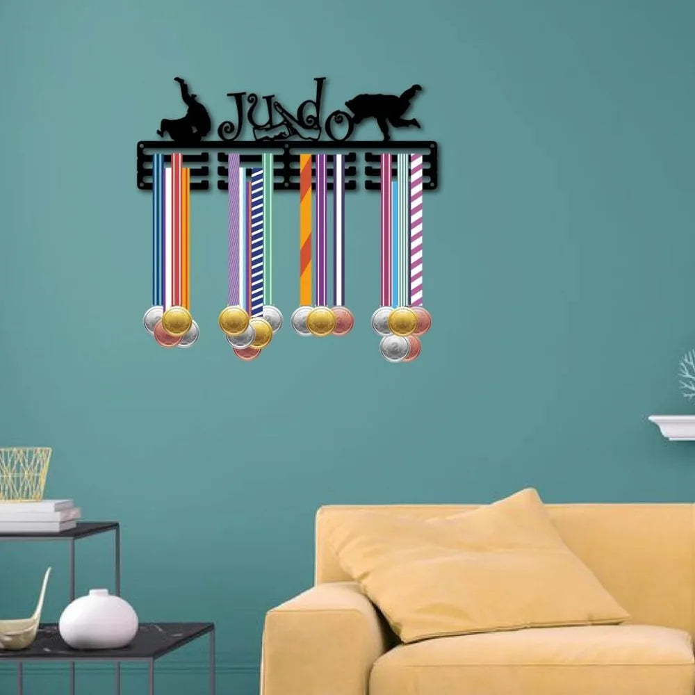 Judo Medal Holder Wall Display Rack – 12 Hooks, 60+ Medals