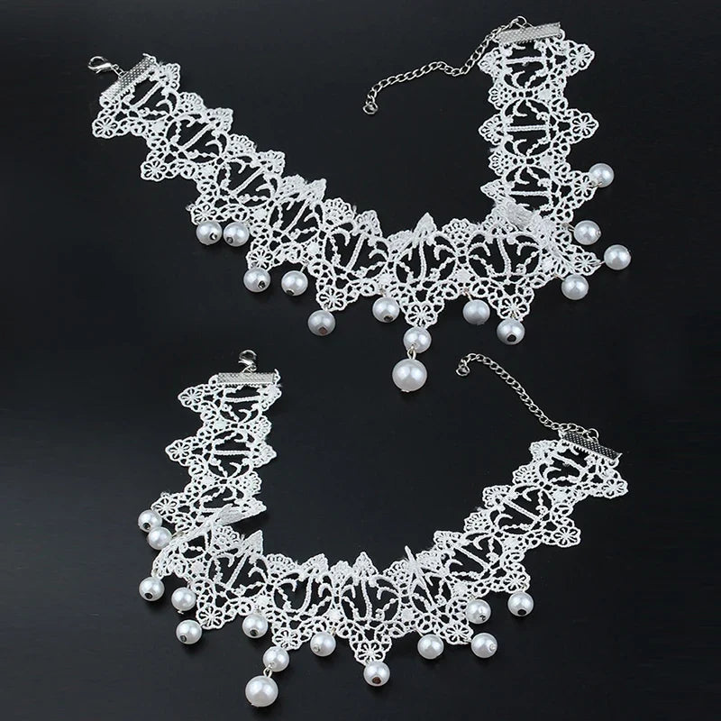 Lace Pearl Choker Necklace – Women's Trendy Fashion Jewelry