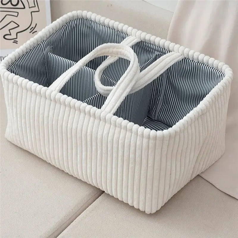 A36T-Large Capacity Diaper Bag Wet Storage Grid Fabric Basket Brown
