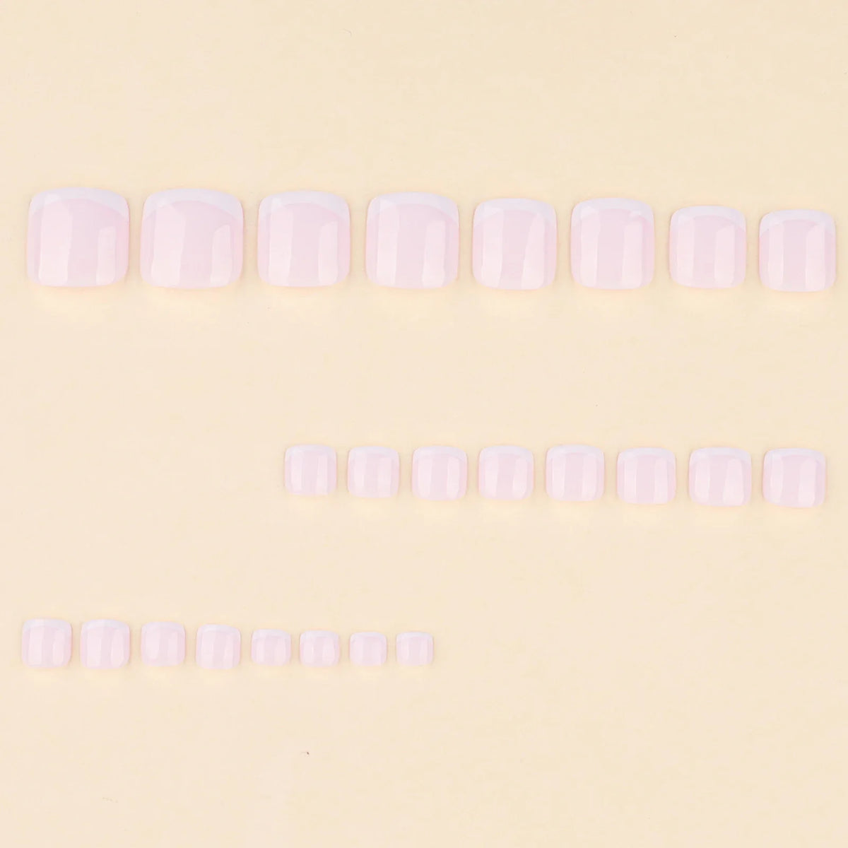 French White Press-On Toe Nails 24pcs | Short Square Full Cover