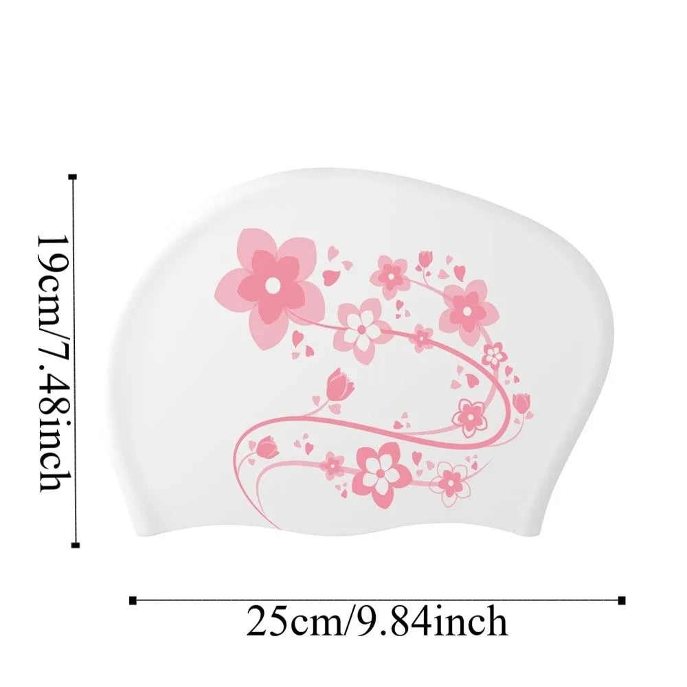 Floral Silicone Swim Cap – Women's Snorkeling & Diving Hood