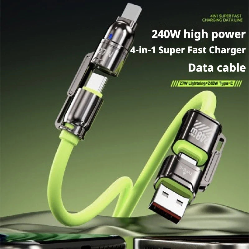 240W 4-in-1 Fast Charging Cable – iPhone & USB-C