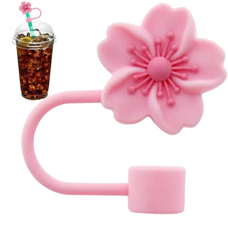 Flower Straw Stopper Cute Cartoon Shape Drinking Tips Lids Caps