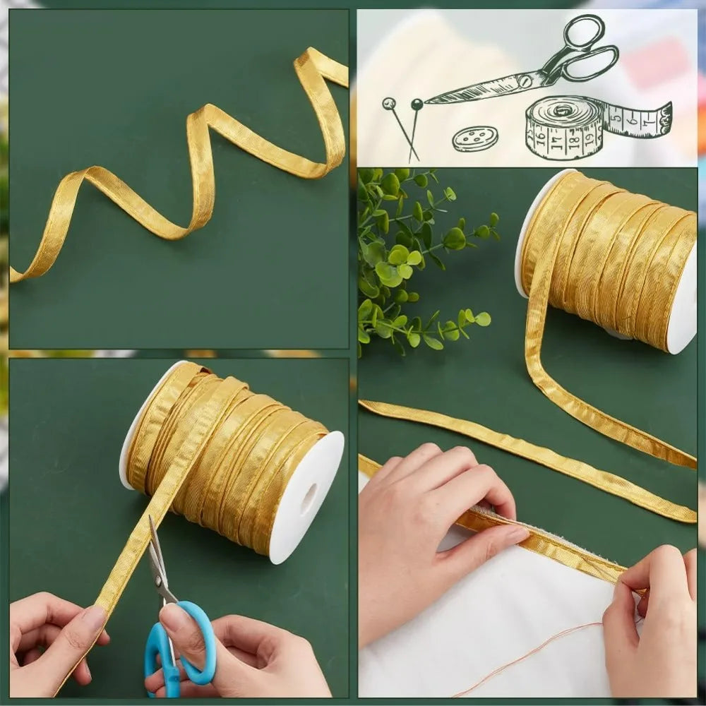 Gold Piping Bias Tape 54 Yards – 12mm Polyester Upholstery Trim
