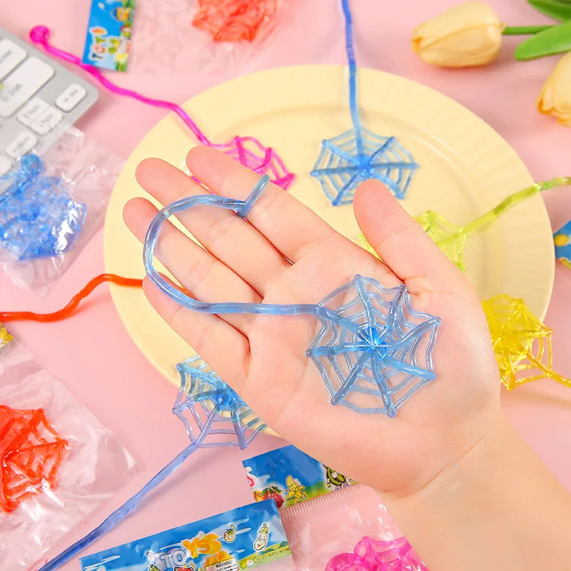 10-Pack Stretchy Sticky Spider Web Toys – Halloween Party Gift