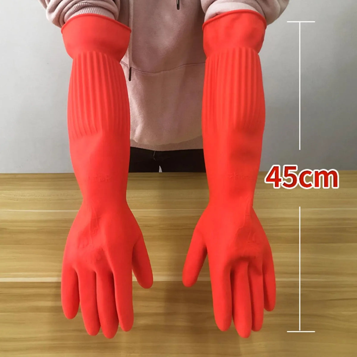 Long Rubber Latex Dishwashing Gloves – Waterproof Cleaning Gloves