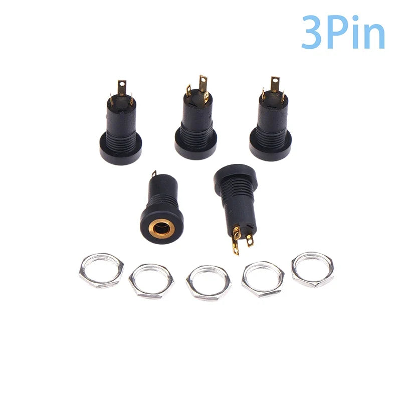 3.5mm Female Audio Jack Socket 3/4 Pin Stereo Connector – 5 Pack
