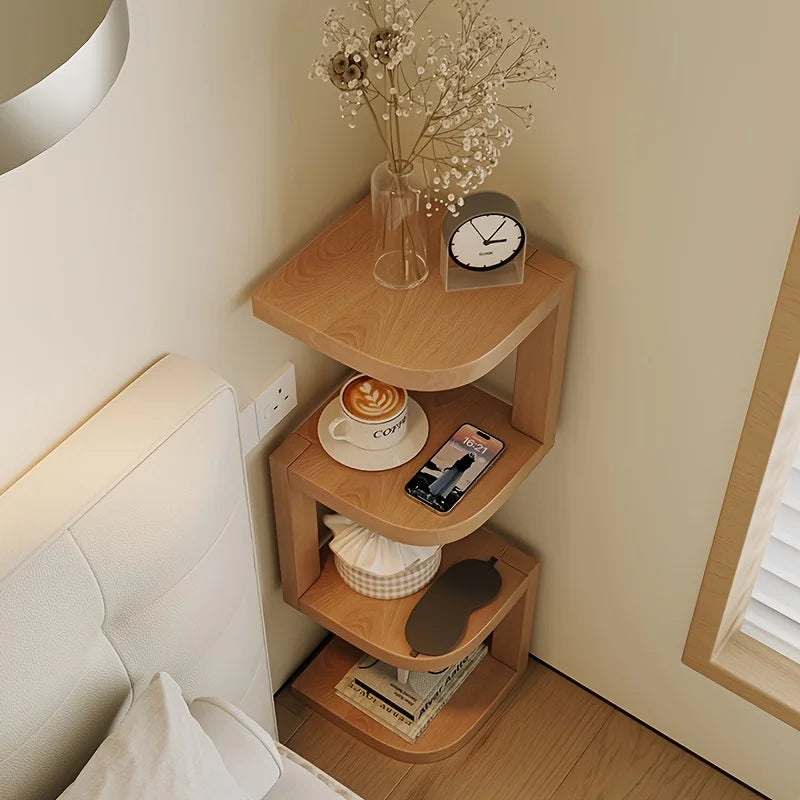 Bamboo Narrow Bedside Corner Shelf – Movable Storage Organizer