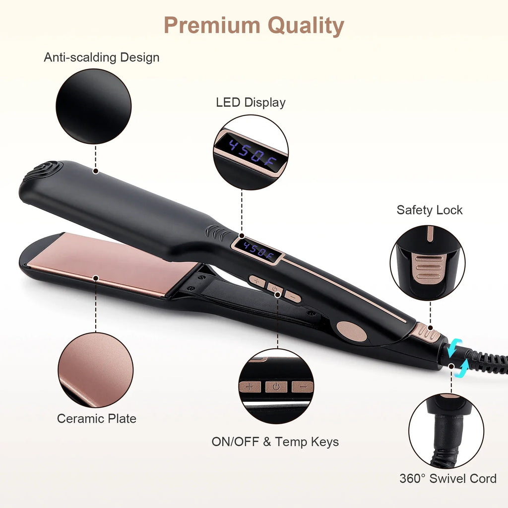 2-in-1 Hair Straightener & Curler | 10s Heat, 12 Temps